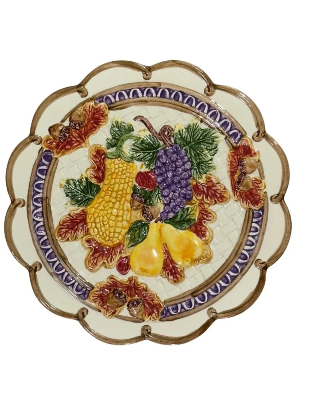 Fitz & Floyd Omnibus 1995 Fruit & Vegetable Ceramic Plate Set & Pitcher
